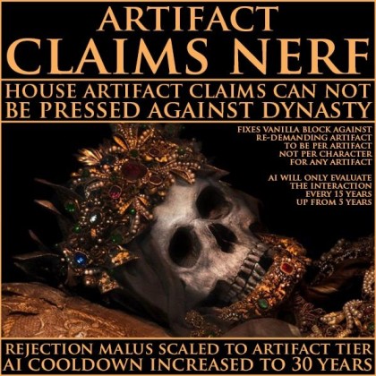 Artifact Claims Nerf - No House Claims Against Dynasty