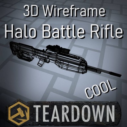 3D Wireframe Halo Battle Rifle