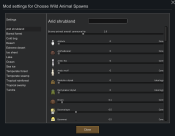 Choose Wild Animal Spawns 0 Choose Wild Animal Spawns 0